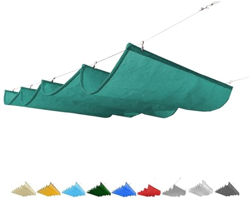 QWEASDF Extérieur Vague Voile d'ombrage rétractable，Voile d'ombrage Coulissante sur Câbles, Voile Pare-Soleil pour la Technique de Tension de Corde, avec kit d'installation(W2.8*L4m/W9.19*L13.12ft)