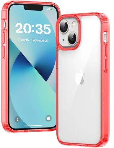 Voyahülle Clear Case for iPhone 13 Mini, Ultra Thin, Shockproof TPU Cover, Anti-Yellowing, Crystal Clear, Phone Case for Apple iPhone 13 Mini - Red