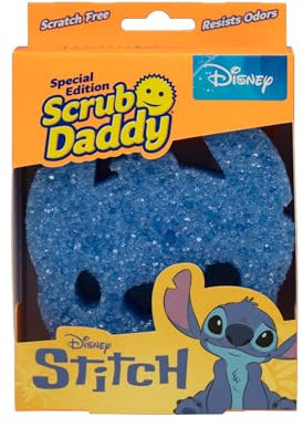 Scrub Daddy Disney Stitch Esponja, Estropajo Cara Sonriente Limpieza Anti-Rayaduras, Esponja Lavable Antibacteriana y Reutilizable para Cocina y Baño, con Flextexture