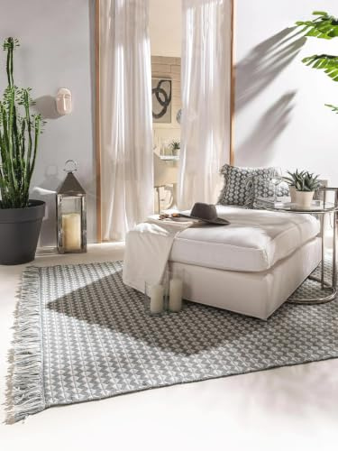benuta Pure Teppich aus recyceltem Material Morty - Blau 120x170 cm - Kunstfaser, Recyceltes Material - Rechteckig & im Style: Geometrisch, Boho-Style, Ethno-Style, Hygge & Cozy - Pflegeleicht