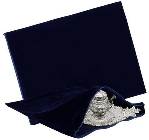 PH PandaHall 2pcs 78x61.5cm Argent Sacs de Rangement Grand Argenterie Sacs Bijoux Sac avec Fermeture Éclair Sac de Protection pour Plateaux Plats Bijoux Stockage Bleu Foncé
