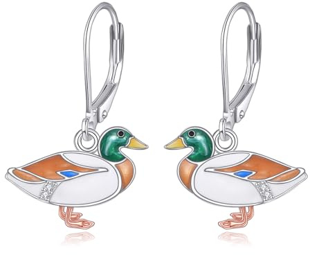 Enten Ohrringe Sterlingsilber Stockenten Ohrhängern Tierschmuck für Frauen und Entenliebhaber