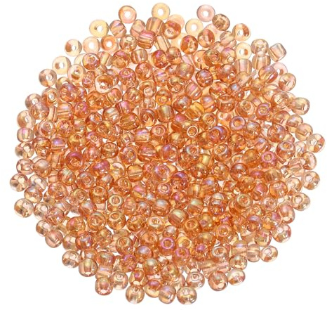 QUARKZMAN 2000 Stück Glasperlen zum Auffädeln, 4 mm Perlen für Armbänder Selber Machen Mini Lose Glas Kleine Perlenset für DIY Ohrringe, Halsketten, Schmuckherstellung, Champagner-Farber