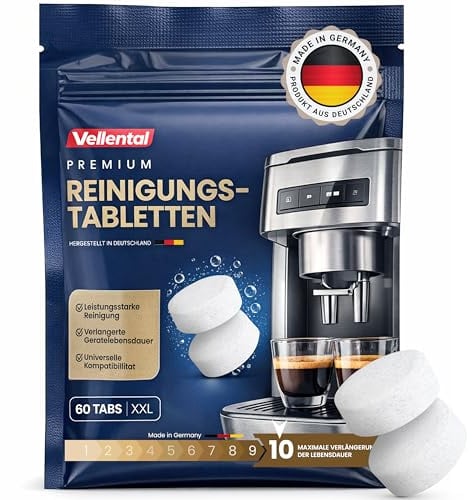 Reinigungstabletten für Kaffeevollautomaten & Kaffeemaschinen (60 Stück) - Reinigungstabs für Delonghi, Siemens EQ-Serie, Jura, Krups, Bosch, Miele, Melitta, Tassimo, WMF