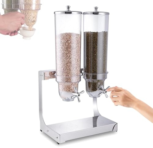 WHIPIN Tisch-Müslispender mit 7 l/10,5 l Fassungsvermögen, Edelstahl, mit rutschfestem Boden, zur Aufbewahrung von Nüssen, Hülsenfrüchten, Süßigkeiten und Snacks(7L)