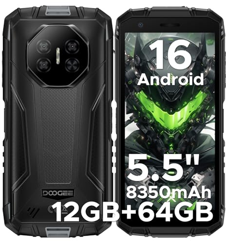 Luzglo Fire 3 Rugged Smartphone, 8350mAh Battery, Octa Core Android 16 Rugged Phone, 5.5 IPS HD+, 12GB+64GB/2TB, 13MP + 8MP, 3.5mm headphone jack, Widevine L1/Face ID/OTG/NFC/IP68/IP69K