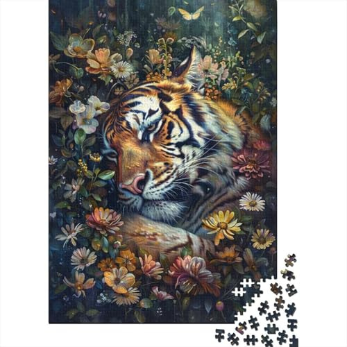 Tiger Jigsaw Puzzle for Adults 1000 Pieces Floral Relaxing Art