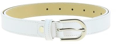 FASHIONGEN - Cinturón para mujer en cuero italiano, LUNA, Fabricado en Francia - Blanco, 105