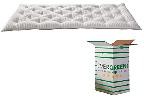 EVERGREENWEB Memory Foam-Topper für Einzelmatratze 7 cm hoch, Polsterung des Matratzenbezugs mit Memory-Schaumflocken, orthopädischer Futon mit Weichheitseffekt und antibakterielles Futter90x200