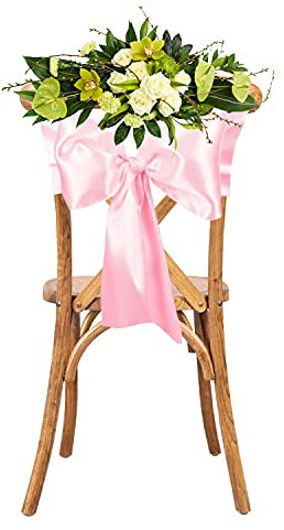 WedDecor Baby Pink Satin Sash Ribbon Fuller Bow for Bridal Wedding Birthday Engagement Reception Party Banquet Event Dining Chair Decoration -7 x 108 (18 x 274cm) - 25pcs
