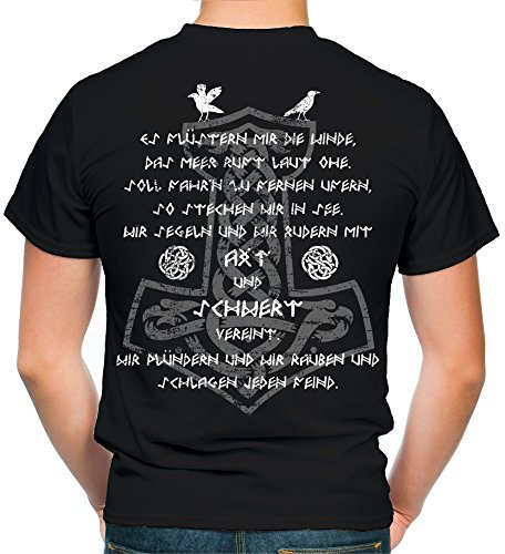Axt & Schwert Männer und Herren T-Shirt | Vikings Wikinger Ragnar ||| FB (3XL, Schwarz)