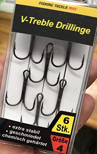 FTM Seika Pro Drillinge V-Treble - Drillingshaken zum Spinnangeln auf Hechte, Zander & Barsche, Angelhaken, Raubfischhaken, Größe/Packungsinhalt:Gr. 4/6 Stück