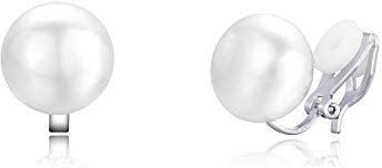 QUKE Elegante Süßwasserperle Ohrclips Ohrstecker Clip auf nicht durchbohrte Hochzeit Ohrringe für Bräute Durchmesser 0.8CM