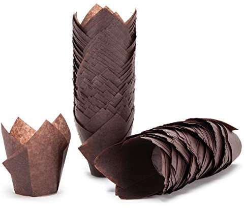 Chocolate Brown Colour Muffin Cases for Baking-Tulip Greaseproof Paper Muffin/Cupcake Wrappers-Pack of 200 Large Muffin Liners/Wraps