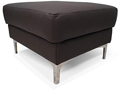 Quattro Meble Dunkelbraunes Echtleder Hocker Sitzhocker Rindsleder Sitzwürfel 60x55 Fußhocker Polsterhocker Echt Leder Puff Modell KANTE mit trapezförmigen Edelstahl-Chromfüßen