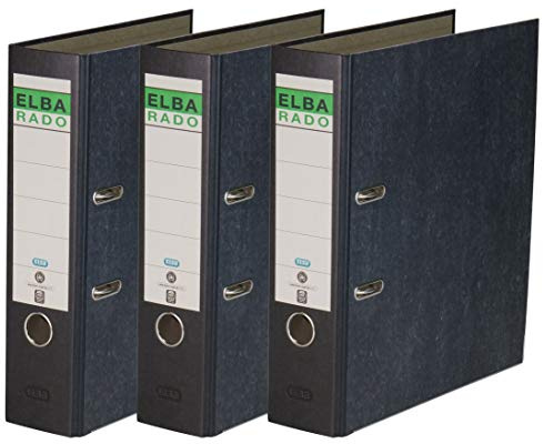 Elba Recycling-Ordner A4, Rado Wolkenmarmor, 8 cm breit, schwarz, 3 Stück