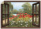 ARTland Wanddeko Wandtattoo selbstklebende Vinylfolie Fensterblick Landschaft Blumen Mohnblumen See Blumenwiese Natur F7EO
