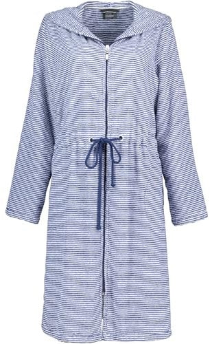 Cawö Home Bademäntel Damen Kurzmantel mit Reißverschluss und Kapuze Streifen 3335 navy-weiß - 16 L