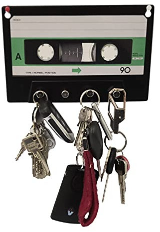 ootb Musikkassette Schlüsselhalter mit Vier Haken - Schlüsselbrett Schlüsselboard Hörspielkassette Keyrack