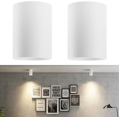 Klighten 2 Stück Aufbauspot Rund Aufbauleuchte Flach Aufbaustrahler GU10 Fassung, Modern Aufputz Deckenspots Deckenstrahler aus Aluminium, 10,5 x 14,6 cm, Matt Weiß, Ohne Leuchtmittel
