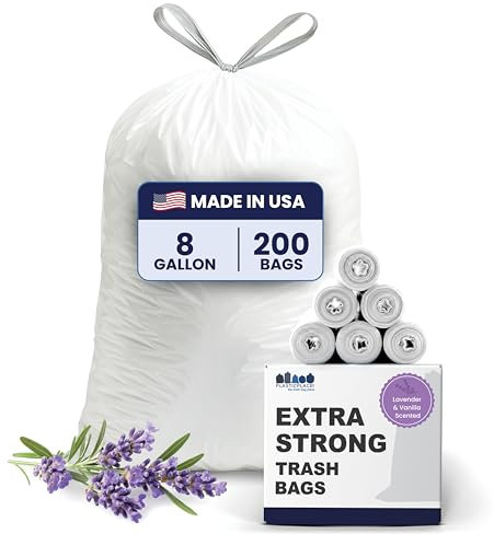 Plasticplace Müllbeutel mit Lavendel- und Vanilleduft, 55,9 x 55,9 cm, Weiß, 200 Stück