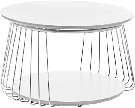 Möbel Jack Couchtisch - Weiß matt - Metallgestell - Ø 70 cm