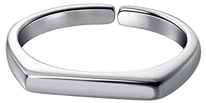 Huianpen Anillo de Plata, Anillo Cuadrado Redondo Geométrico Cuadrado Geométrico de Personalidad Femenina, Anillo de Dedo Índice de Anillo Abiertoanillo de plata, Apertura regulable