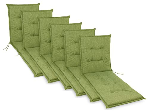 sunnypillow 6 Stück Liegenauflagen 190 x 60 - Auflage Sonnenliege Polster für Gartenliege extra dick 9cm - Polsterauflagen Outdoor, wasserdicht, UV Lichtecht für Gartenmöbel Liegestuhl Liegen - Grün
