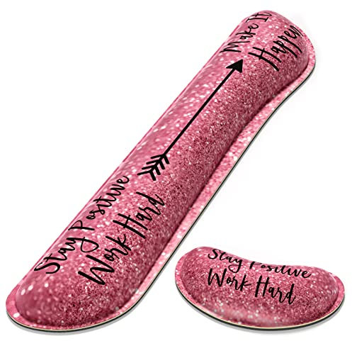 Dapesuom Enlarge Keyboard Wrist Rest Pad,Memory Foam Set Wrist Cushion Support for Easy Typing & Pain Relief,Mouse Wrist Pad, Anti-Slip Wrist Support for Gaming,Computer, Laptop, Office, Pink