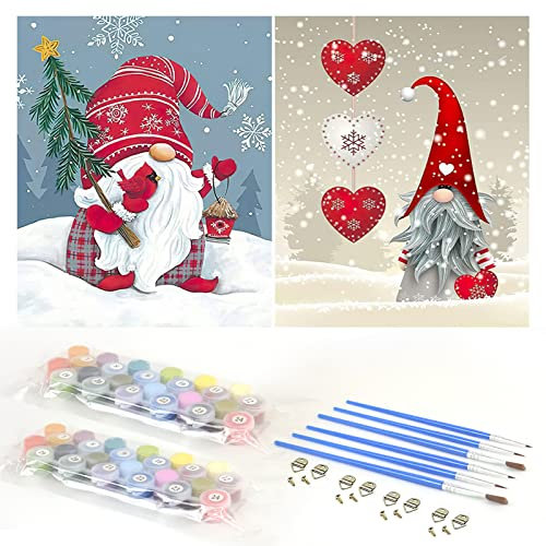 Komicea Malen Nach Zahlen Erwachsene, 2 Pcs Weihnachten Malen Nach Zahlen Kinder Anfänger, ab 7 8 9 10 Jahre Mädchen Kit mit Pinsels und Farbe, als Weihnachten Geschenk für Home Deko (40x50cm)