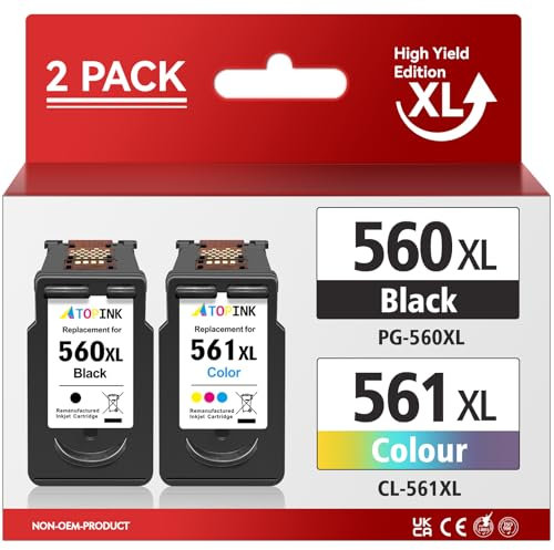 ATOPINK 560 561 Patronen XL, Druckerpatronen 560 561 XL Ersatz für Canon 560 561 Patronen Multipack, PG 560 XL Schwarz und CL 561 XL für Canon Pixma TS5350 TS7450 TS5352 TS7451 TS5353 TS5351 TS5355