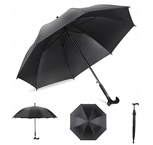 Lynkaye Gehstock-Regenschirm, Gehstock-Regenschirm, robuster Rahmen, leicht, winddicht, tolles Geschenk für Geburtstag, Weihnachten, Vatertag, Männer, Frauen