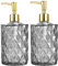 HOHAOO Versatile Glass Soap, 14 Oz Dripless Pump Bottle, Refillable Liquid Hand Jar Dispenser for Bathroom, Countertop, Kitchen, Laundry Room(2 Pack, Grey-Diamond Streak