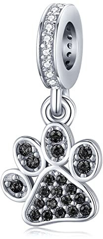 Pandora Charms Hund Bead Schwarz Hundepfote Anhänger 925 Sterling Silber Charm Chat Passen Europäisch Armband Anhänge Schmuck Geschenk für Frauen Damen