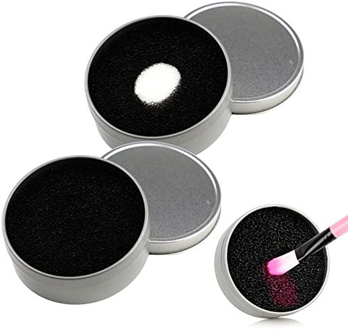 Pinceau de maquillage Nettoyer,Éponge Nettoyante pour Pinceaux de Maquillage,éponge de Nettoyage de Brosse de Maquillage + Boîte de Nettoyage de Brosse de Maquillage de Séparation Sèche et Humide,2 PC
