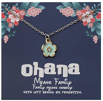 BAUNA Ohana Halskette mit Hibiskusblüten-Anhänger, hawaiianischer Schmuck, Geschenk für Familie, beste Freunde, Geschenk für Frauen, Geschenk, Edelstahl