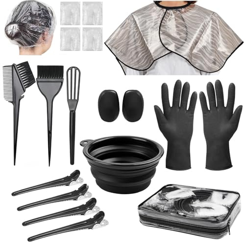 Xarchy 19 Pcs Professional Hair Bleach Kit Hair Coloring Products with Hair Dye Brush, Hair Color Bowl, Hairclips, Applicator, Earmuffs for Hair Highlighting and Hair Coloring at Home