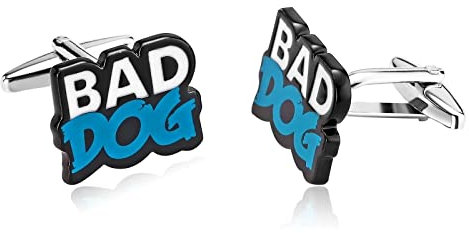 Manschettenknöpfe Nerd, Manschettenknöpfe Nerd Edelstahl Englisches Wort Weiß Blau Hemd Accessoires 1.6X2CM