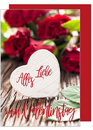 Edition Seidel Premium Karte zum Valentinstag mit Umschlag. Glückwunschkarte Grusskarte Billet Mann Frau Alles Liebe zum Valentinstag Spruch Love Liebe verliebt Herz rote Rosen (VT102 SW023)