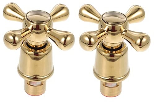 DOITOOL 1/2 Inch Faucet Handle Replacement Kit Cross Head Tap Handles for Bathroom Kitchen Hot Cold Faucets Brass Metal Valve Knobs Set 2Pcs