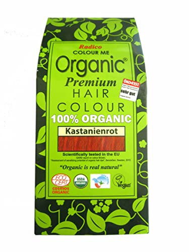 Radico Colour Me | Organic Pflanzenhaarfarbe | Kastanienrot/Auburn Red | Aus ayurvedischen Kräutern | Frei von Amoniak & Wasserstoffperoxid | Auch für graues Haar | 100 g (4 Stück = 400 g)