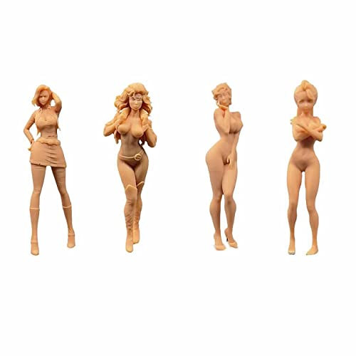 ZEDACAKAI (4 Stück 1/72 Figur Sexy und bunte Schönheit Anime Garage Kit Modell Miniatur Szene GK muss von Ihnen selbst gefärbt werden