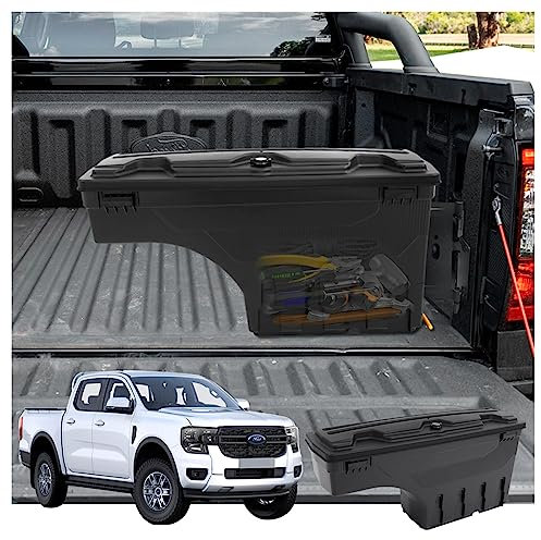 JHCAHN Swing Tool Box for Ford New Ranger 2023-2025 T9 Wildtrak Raptor Platinum XL XLT Termor WIildtrak X Trunk Flat Load Bed Storage Case Accessories Tidy Organiser Toolbox (Driver Side)
