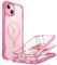i-Blason Ares Mag Hülle für iPhone 15/iPhone 14/iPhone 13 (6.1), Kompatibel mit MagSafe, Bumper Case Transparent Handyhülle mit Displayschutz, Pink