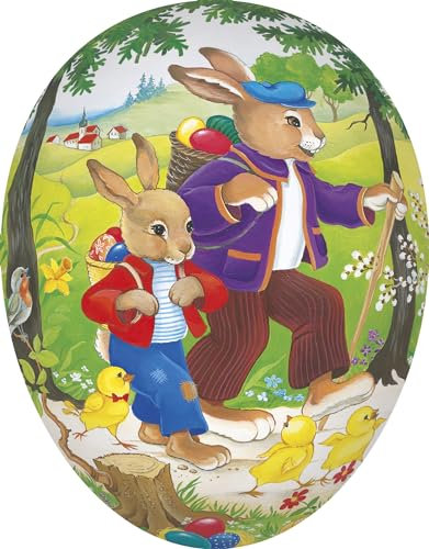 Nestler XXL 35cm Osterei zum Befüllen - Handgemachte Eier aus Pappe mit wunderschönen Motiven - Liebevolles Ostergeschenk (Wanderschaft)