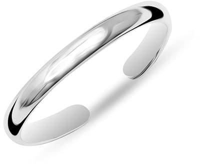 LeCalla 925 Sterling Silber Plain Dome Ring Hypoallergene Stilvolle Zehenringe für Frauen Einstellbare Minimalistische Fuß Ring Schmuck für Frauen 3 MM