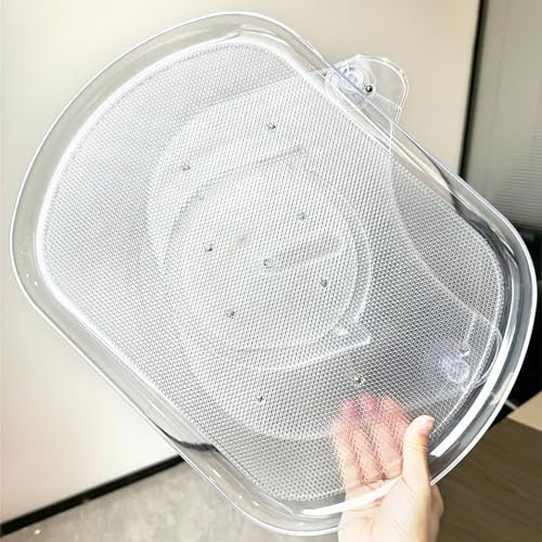 Lazy Susan Refrigerator Turntable Organiser, Rectangular,Turntable Organiser with Non-Slip, Rotating Plate, Refrigerator,Transparent,Kitchen Organiser,Spice Rack,Rotatable for Fridge Kitchens 1 Pack
