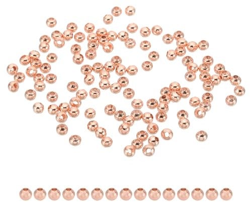 PATIKIL 100 Pack Rose Gold 3mm Gold Filled Round Spacer Beads for Jewelry Making