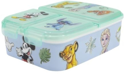 My sweety pop Brotdose – Lunchbox – für Kinder – Krippe – Kindergarten – Schule – Urlaub – Mahlzeit – 19,5 cm – Geschenkidee – 3 Fächer – Disney-Figuren – Blau – Unisex