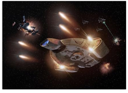 Displate Offiziell Star Trek MetallPoster Magnetische Befestigung Inklusive Lizenziert Bilder Hochwertiges Poster Ships Of The Line Defiant in battle Poster 67.5 cm x 48 cm